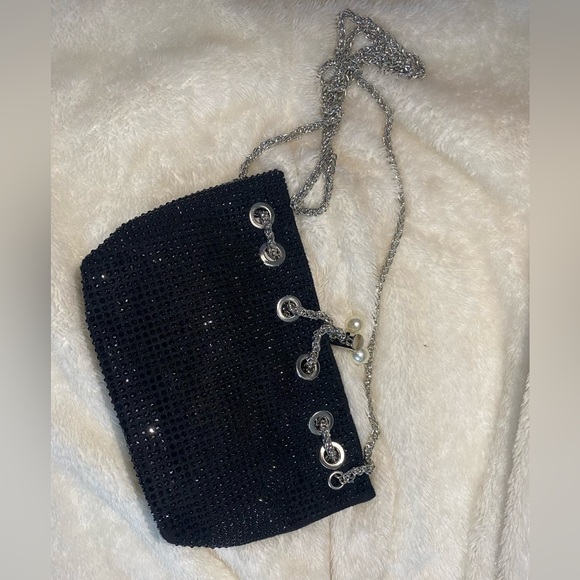 Black Rhinstone sling cum potli bag - Picture 5 of 17